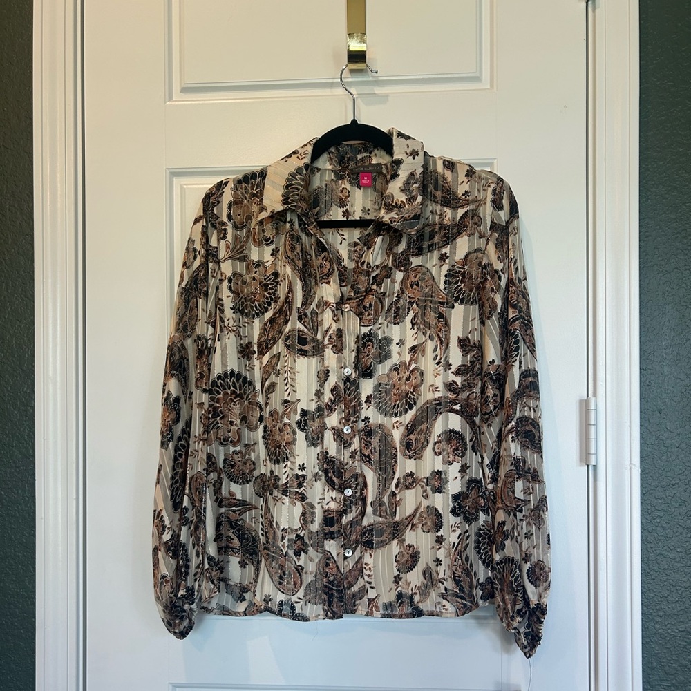 Vince Camuto Brown Long Sleeve Button Down Shirt with Blazer